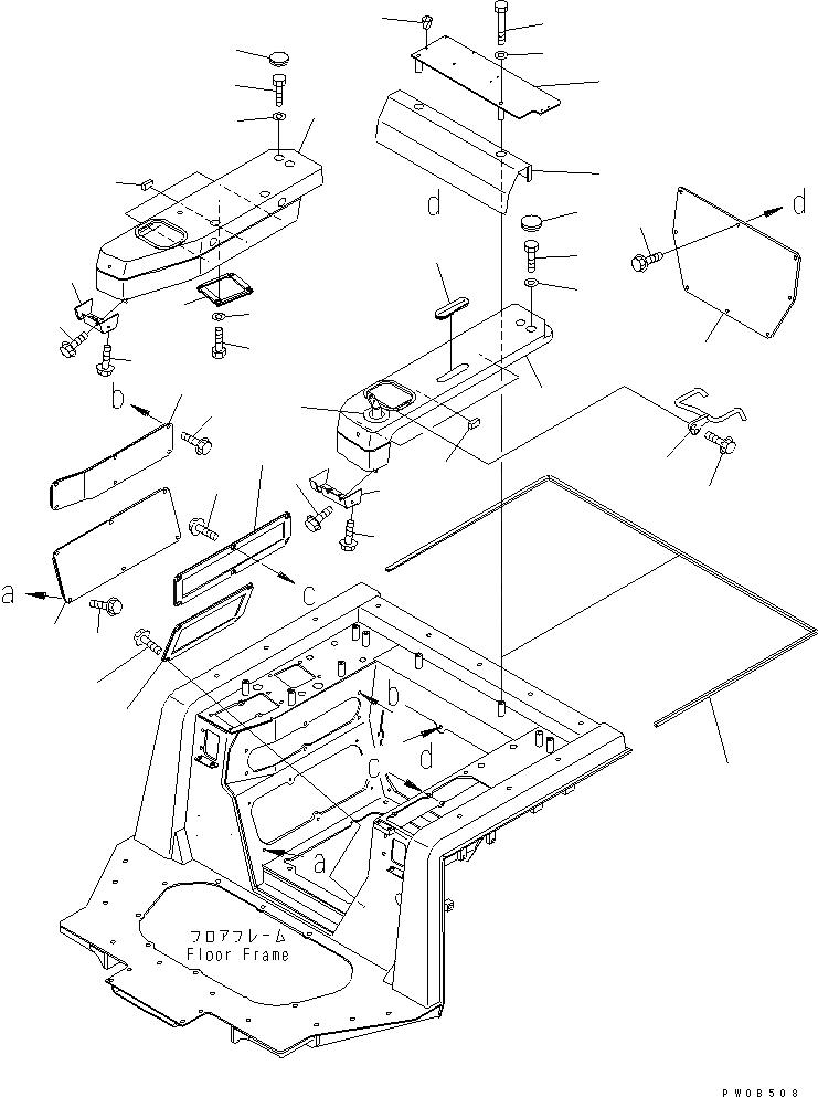 Схема запчастей Komatsu D41P-6 - ПОДЛОКОТНИК КРЫШКА(НИЖН.) (REGULATION OF EC INCLUSION) КАБИНА ОПЕРАТОРА И СИСТЕМА УПРАВЛЕНИЯ