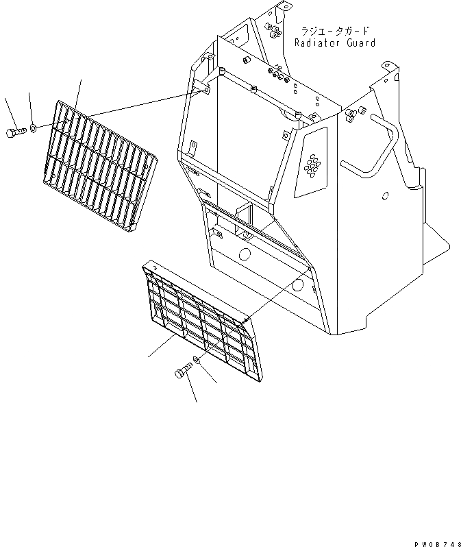 Схема запчастей Komatsu D41P-6 - ЗАСЛОНКА РАДИАТОРА (REGULATION OF ЕС DYNAMIC NOISE) ЧАСТИ КОРПУСА