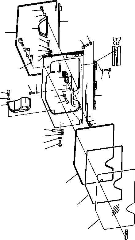 Схема запчастей Komatsu D41P-6 - КАБИНА (ДВЕРЬ) (ДЕМПФЕР, ОКНА, ДВОРНИКИ) КАБИНА ОПЕРАТОРА И СИСТЕМА УПРАВЛЕНИЯ