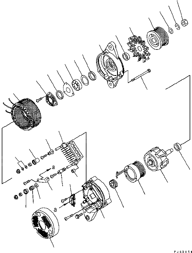 Схема запчастей Komatsu D61EX-15E0-BW - ГЕНЕРАТОР (A) (ВНУТР. ЧАСТИ) КОМПОНЕНТЫ ДВИГАТЕЛЯ