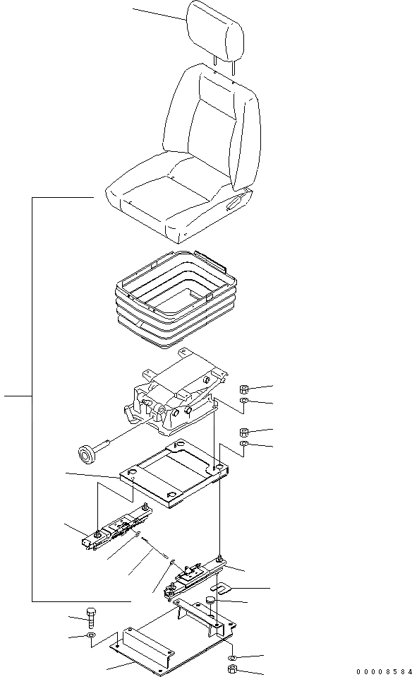 Схема запчастей Komatsu D61EX-15E0-BW - СИДЕНЬЕ ОПЕРАТОРА (ТКАНЕВОЕ СИДЕНЬЕ) (C ПОДГОЛОВНИКОМ) КАБИНА ОПЕРАТОРА И СИСТЕМА УПРАВЛЕНИЯ