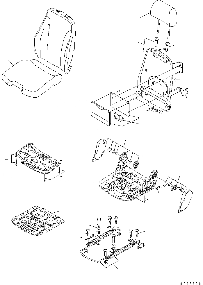 Схема запчастей Komatsu D61EX-15E0-BW - СИДЕНЬЕ ОПЕРАТОРА (ТКАНЕВОЕ СИДЕНЬЕ) (ВОЗД. С ВОЗД. ПОДВЕСКОЙ) (ВНУТР. ЧАСТИ) (/) КАБИНА ОПЕРАТОРА И СИСТЕМА УПРАВЛЕНИЯ