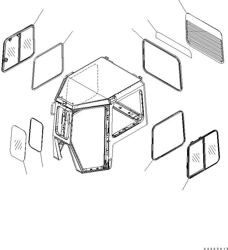 Схема запчастей Komatsu D61EX-15E0-BW - КАБИНА (ОКНА) (ПОДОГРЕВ СТЕКЛА) КАБИНА ОПЕРАТОРА И СИСТЕМА УПРАВЛЕНИЯ