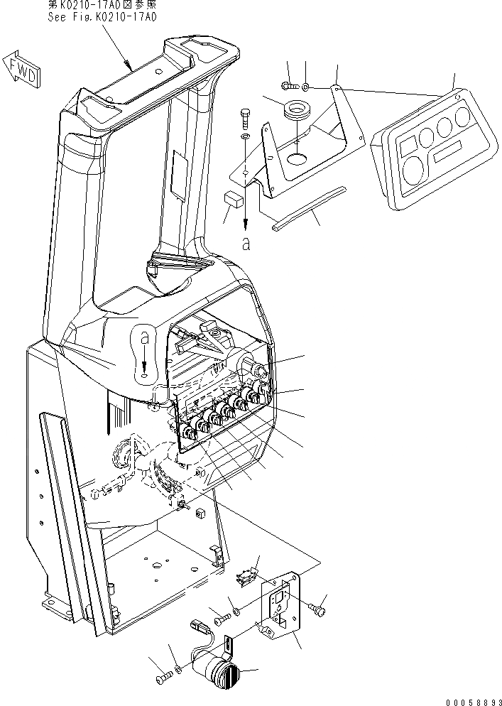 Схема запчастей Komatsu D61EX-15E0-BW - ПРИБОРНАЯ ПАНЕЛЬ (С КОНДИЦИОНЕРОМ КОРПУС И ПАНЕЛЬ) (/) КАБИНА ОПЕРАТОРА И СИСТЕМА УПРАВЛЕНИЯ