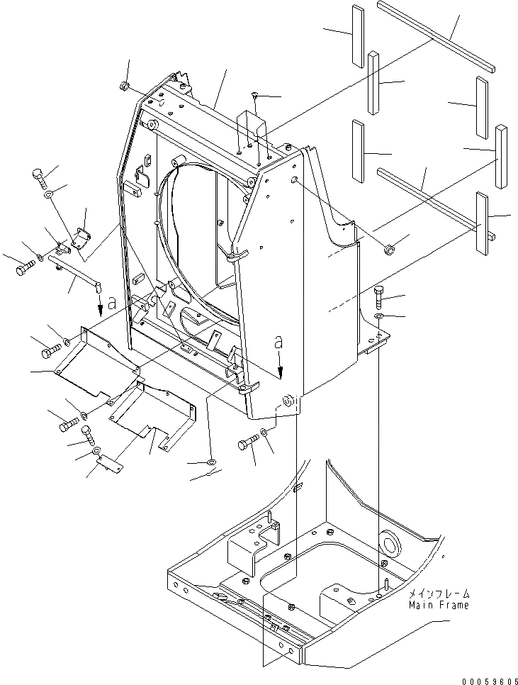 Схема запчастей Komatsu D61EX-15E0-BW - ЗАЩИТА РАДИАТОРА ЧАСТИ КОРПУСА