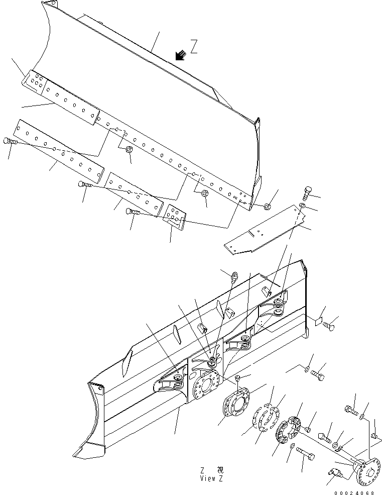 Схема запчастей Komatsu D61EX-15E0-BW - ОТВАЛ (ПОВОРОТН. ОТВАЛ С ИЗМ. УГЛОМ DOZER)(ДЛЯ ШИР. ОТВАЛ) РАБОЧЕЕ ОБОРУДОВАНИЕ