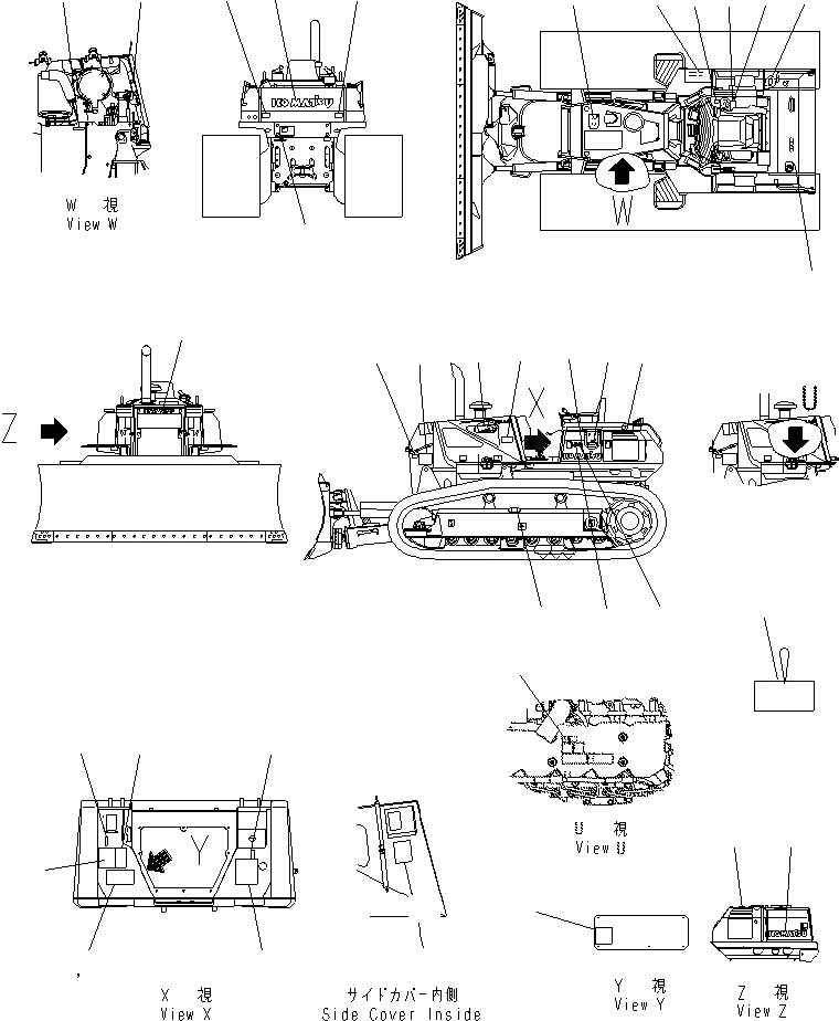 Схема запчастей Komatsu D61EX-15E0-BW - МАРКИРОВКА (JAPAN) (ДЛЯ PAT) МАРКИРОВКА