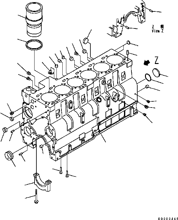 Схема запчастей Komatsu D61EX-15 - БЛОК ЦИЛИНДРОВ ДВИГАТЕЛЬ]