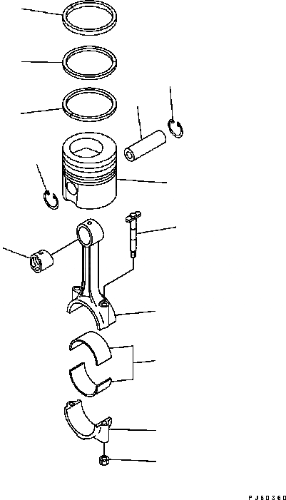 Схема запчастей Komatsu D61EX-15 - ПОРШЕНЬ ДВИГАТЕЛЬ]