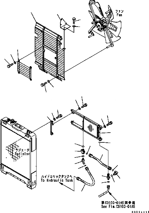 Схема запчастей Komatsu D61EX-15 - ОХЛАЖД-Е (МАСЛООХЛАДИТЕЛЬ И ЗАЩИТА ВЕНТИЛЯТОРА) C [СИСТЕМА ОХЛАЖДЕНИЯ]