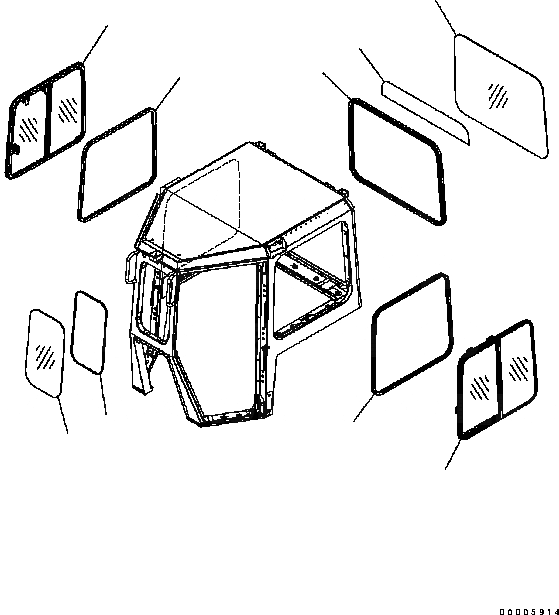 Схема запчастей Komatsu D61EX-15 - КАБИНА (ОКНА) K [КАБИНА ОПЕРАТОРА И СИСТЕМА УПРАВЛЕНИЯ]