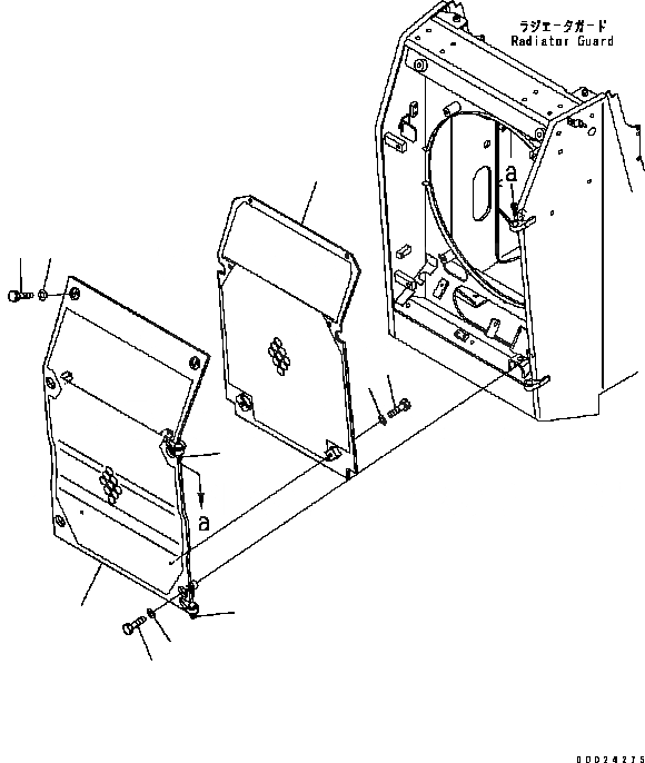 Схема запчастей Komatsu D61EX-15 - ЗАСЛОНКА РАДИАТОРА (ДЛЯ ПЕРФОРИРОВАНН. ДВОЙН. ЗАСЛОНКА) M [ЧАСТИ КОРПУСА]