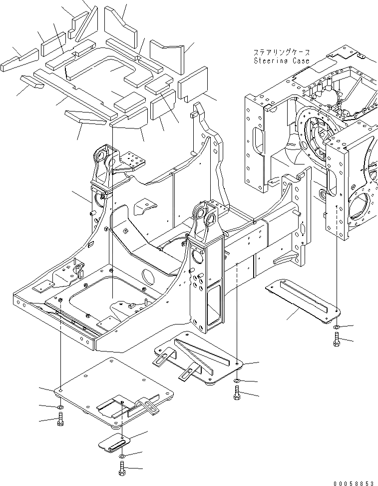 Схема запчастей Komatsu D61PX-15E0-BW - ОСНОВН. РАМА (УСИЛ. ТИП) (ЕС NOISE ПОНИЖАЮЩ. ARRANGEMENT ) ОСНОВН. РАМА И КОМПОНЕНТЫ