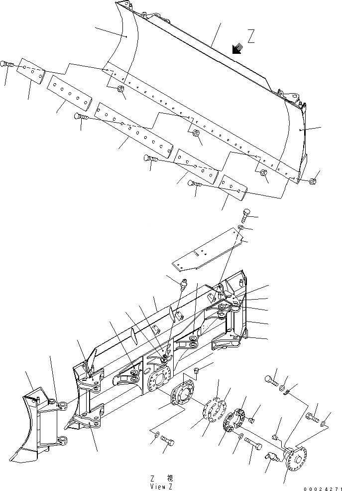 Схема запчастей Komatsu D61PX-15E0-BW - ОТВАЛ(ПОВОРОТН. ОТВАЛ С ИЗМ. УГЛОМ DOZER) (M) РАБОЧЕЕ ОБОРУДОВАНИЕ