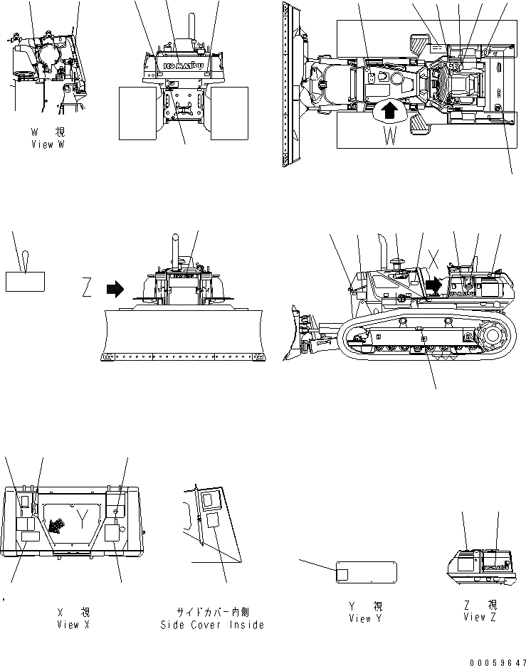 Схема запчастей Komatsu D61PX-15E0-BW - МАРКИРОВКА (АНГЛ.) (ДЛЯ ПРЯМОГО ОТВАЛА) МАРКИРОВКА