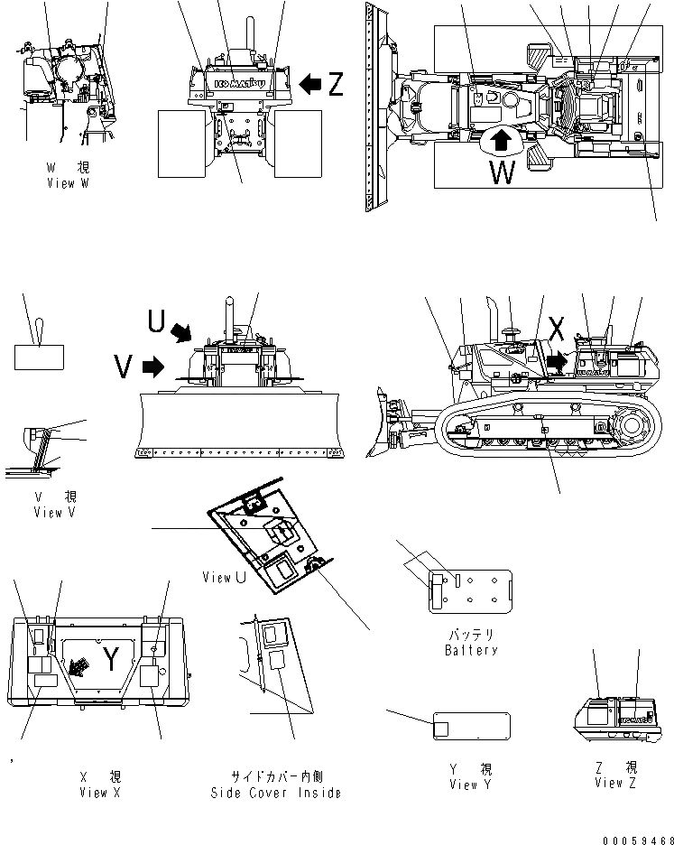 Схема запчастей Komatsu D61PX-15E0-BW - МАРКИРОВКА (АНГЛ.) (ДЛЯ ПРЯМОГО ОТВАЛА) (ЕС NOISE ПОНИЖАЮЩ. ARRANGEMENT ) МАРКИРОВКА