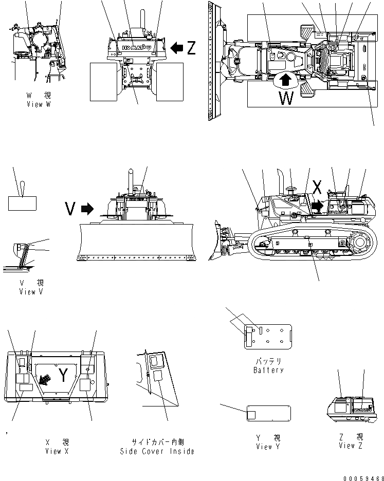 Схема запчастей Komatsu D61PX-15E0-BW - МАРКИРОВКА (ГЕРМАН.) (ДЛЯ ПРЯМОГО ОТВАЛА) (ЕС NOISE ПОНИЖАЮЩ. ARRANGEMENT ) МАРКИРОВКА