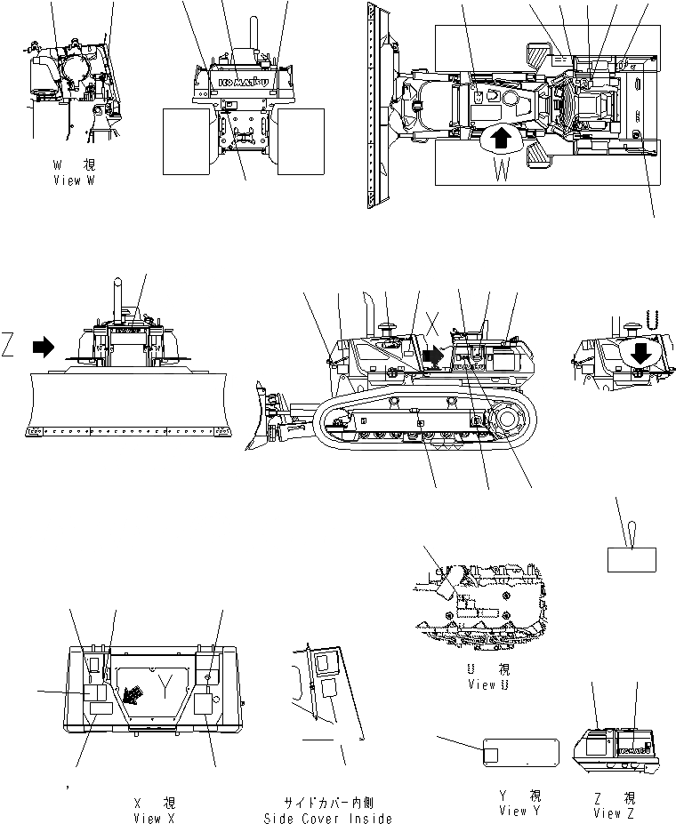 Схема запчастей Komatsu D61PX-15E0-BW - МАРКИРОВКА (JAPAN) (ДЛЯ ПРЯМОГО ОТВАЛА) МАРКИРОВКА