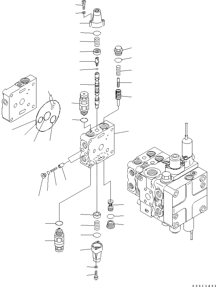 Схема запчастей Komatsu D61PX-15E0-BW - УПРАВЛЯЮЩ. КЛАПАН (4-Х СЕКЦИОНН.) (/) (ПРЯМ. ОТВАЛ) ОСНОВН. КОМПОНЕНТЫ И РЕМКОМПЛЕКТЫ