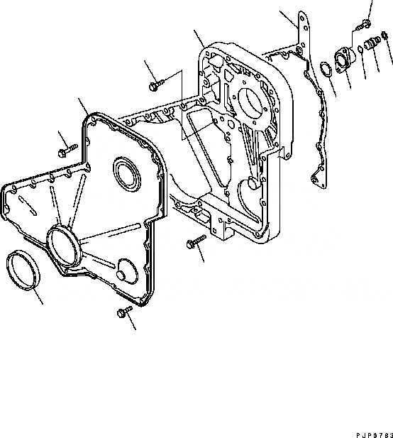 Схема запчастей Komatsu D61PX-15 - ПЕРЕДН. COVER ДВИГАТЕЛЬ]