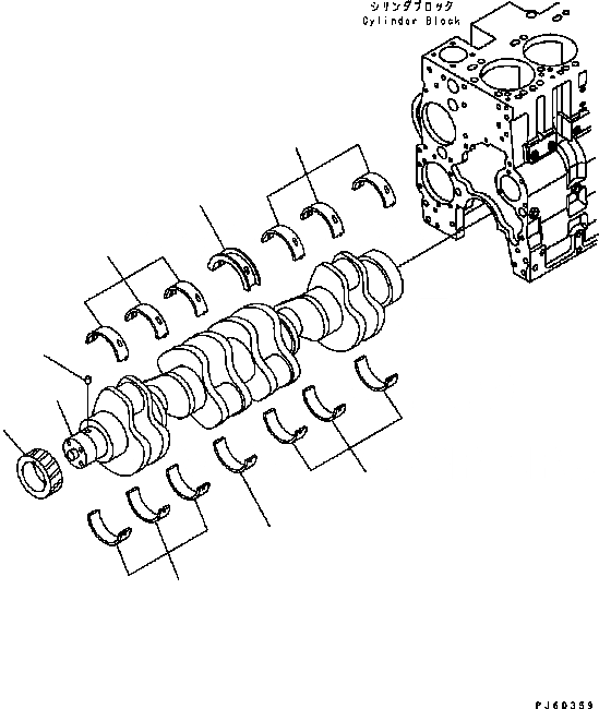 Схема запчастей Komatsu D61PX-15 - КОЛЕНВАЛ ДВИГАТЕЛЬ]