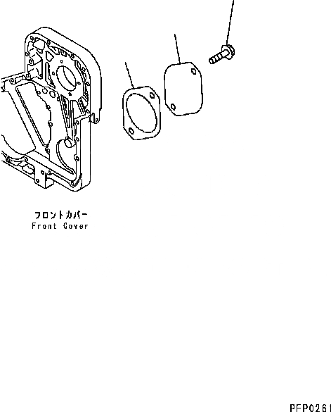Схема запчастей Komatsu D61PX-15 - КРЫШКА ПЕРЕДН. ЗУБЧАТОЙ ПЕРЕДАЧИ ДВИГАТЕЛЬ]