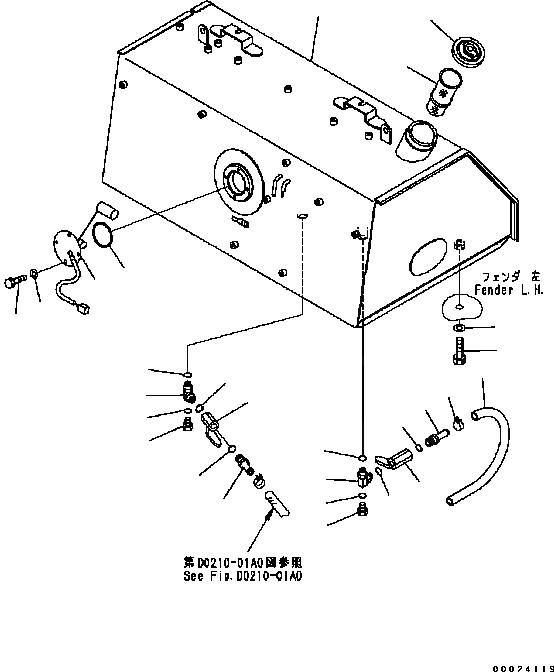 Схема запчастей Komatsu D61PX-15 - ТОПЛИВН. БАК. D [ТОПЛИВН. БАК. AND КОМПОНЕНТЫ]
