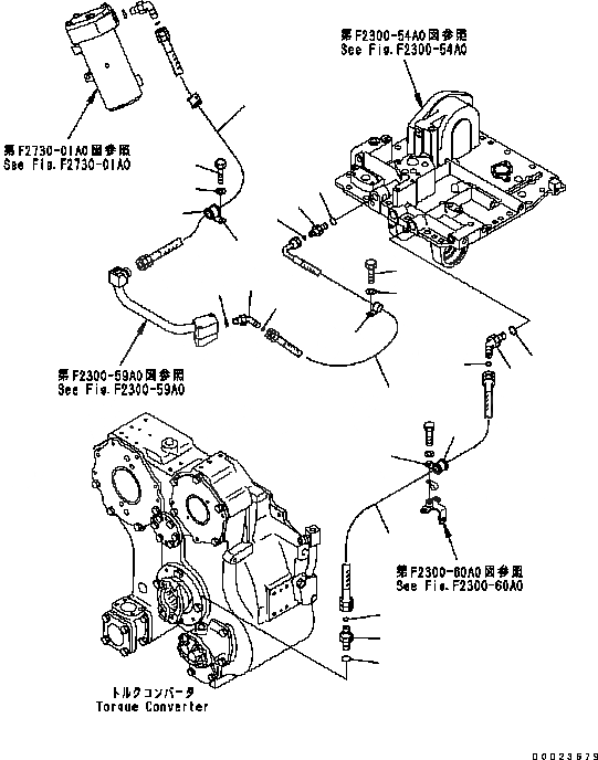 Схема запчастей Komatsu D61PX-15 - СИЛОВАЯ ЛИНИЯ (ТРУБЫ) (/) F [СИЛОВАЯ ПЕРЕДАЧА И КОНЕЧНАЯ ПЕРЕДАЧА]