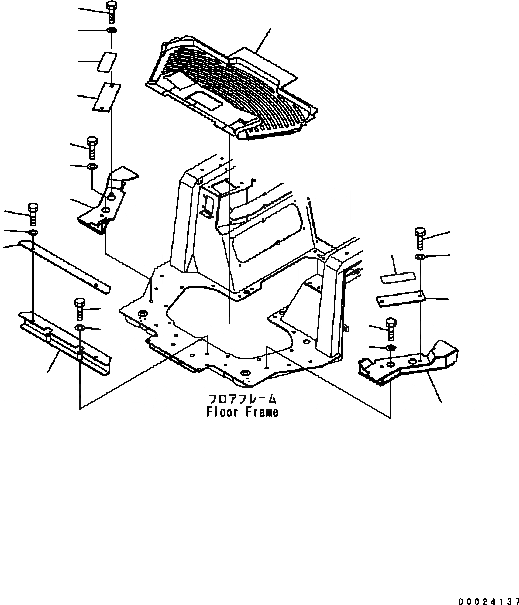 Схема запчастей Komatsu D61PX-15 - ПОКРЫТИЕ ПОЛА(БЕЗ КАБИНЫ) K [КАБИНА ОПЕРАТОРА И СИСТЕМА УПРАВЛЕНИЯ]