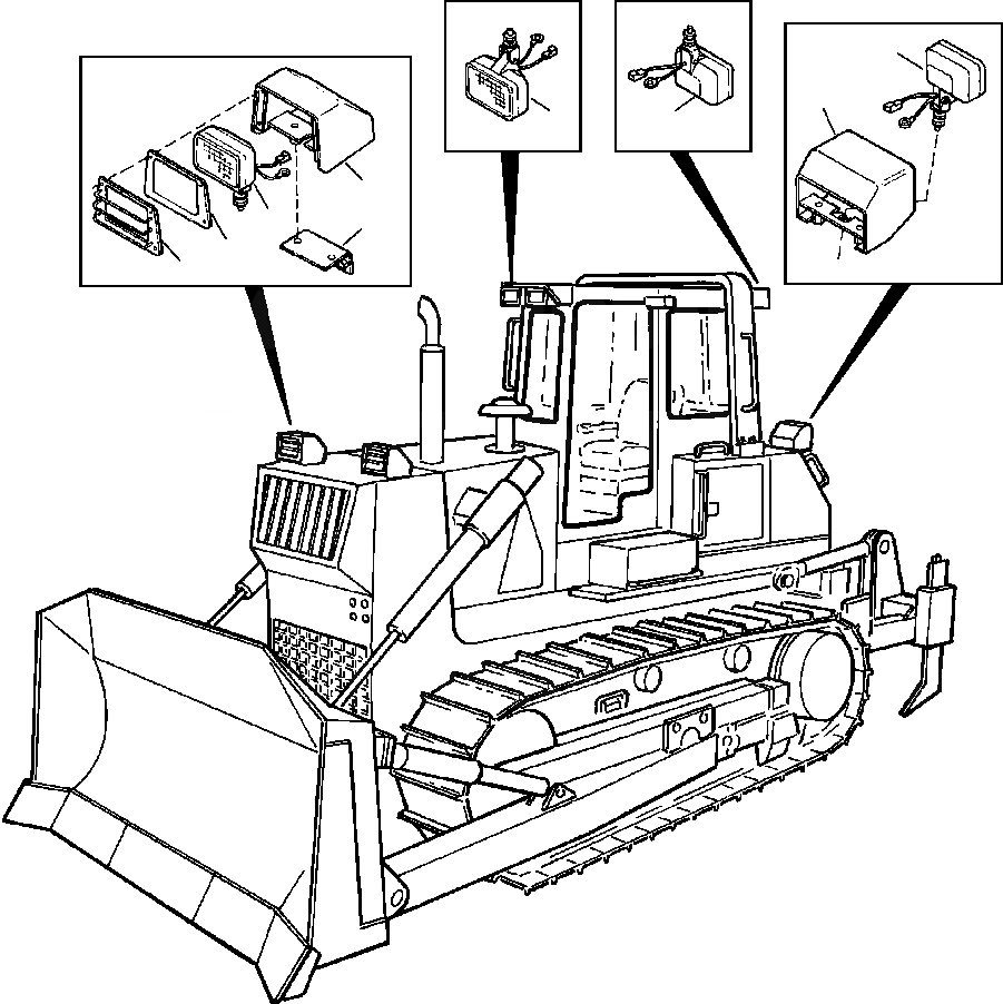 Схема запчастей Komatsu D87E-2 - FIG. E-A LIGHTS И КРЕПЛЕНИЕ - КАБИНА ЭЛЕКТРИКА