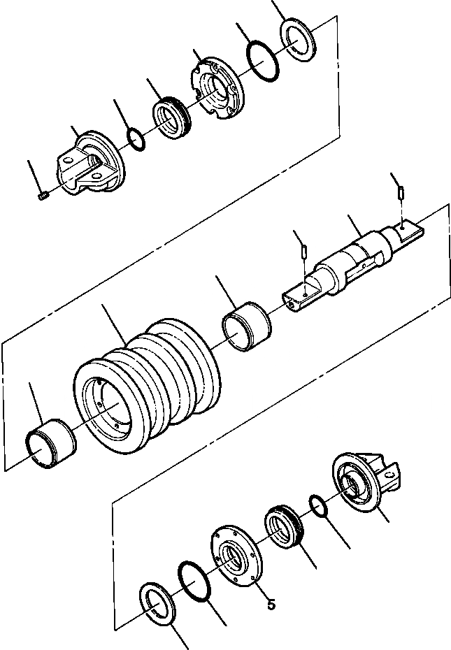 Схема запчастей Komatsu D87E-2 - FIG. R-A ДВУБОРТН. ОПОРНЫЙ КАТОК ХОДОВАЯ