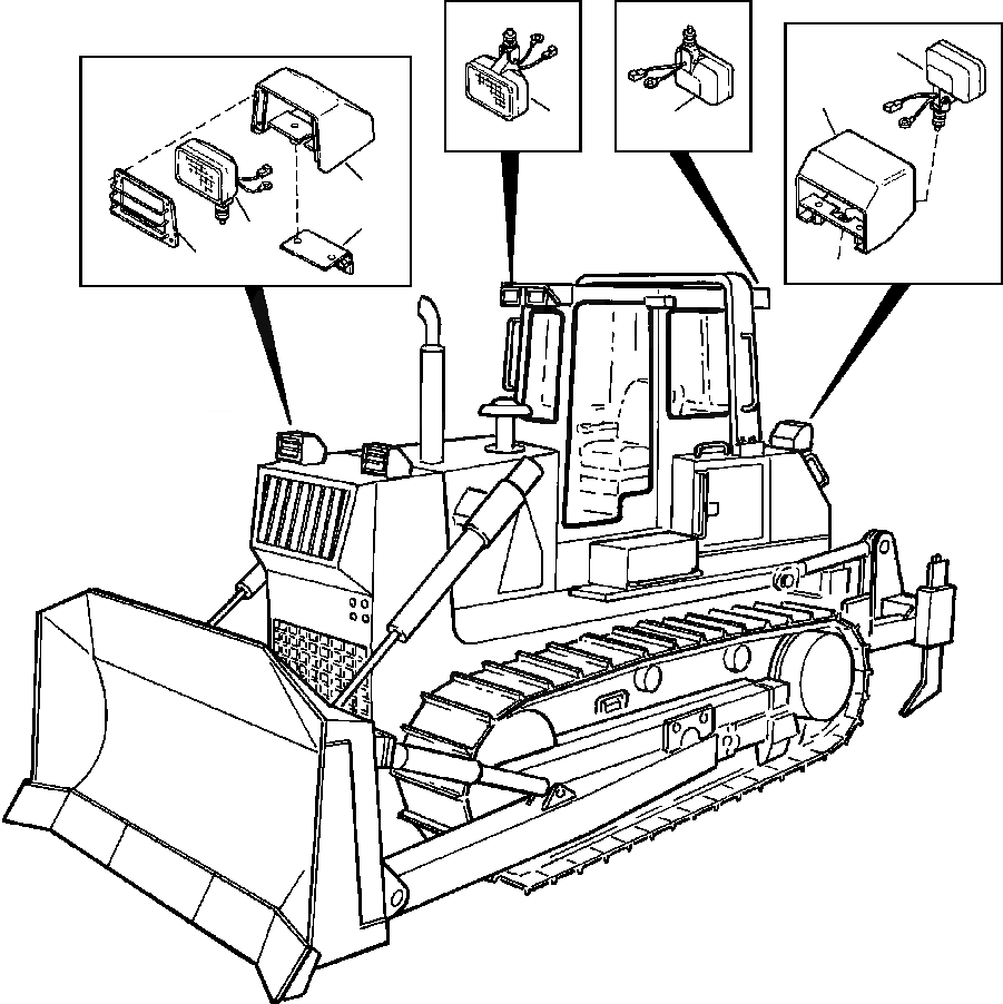 Схема запчастей Komatsu D87P-2 - FIG. E-A LIGHTS И КРЕПЛЕНИЕ - КАБИНА ЭЛЕКТРИКА