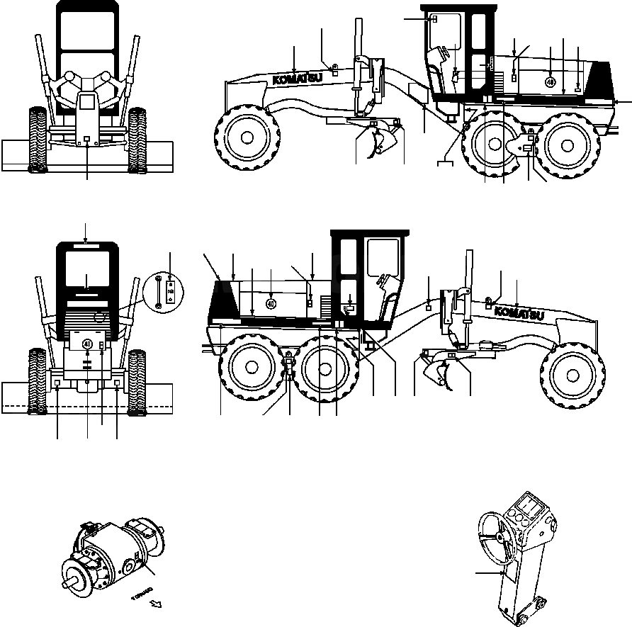 Схема запчастей Komatsu GD530A - ТАБЛИЧКИS GDAW-E РАЗНОЕ