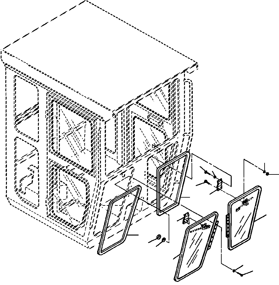 Схема запчастей Komatsu GD530A - HINGED НИЖН. ПЕРЕДН. ОКНА КРЕПЛЕНИЕ НИЗ. PROFILE КАБИНА SUPERSTRUCTURE