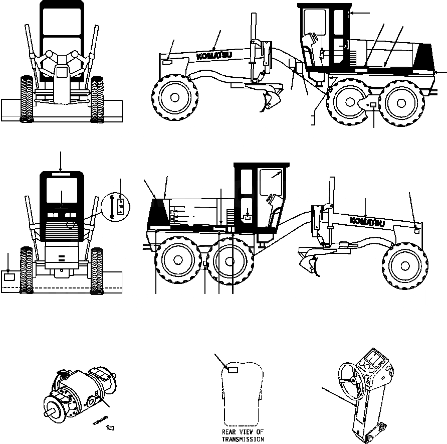 Схема запчастей Komatsu GD530A-1 - ТАБЛИЧКИS GDAW- РЕМЕНЬS И ФИЛЬТР.S