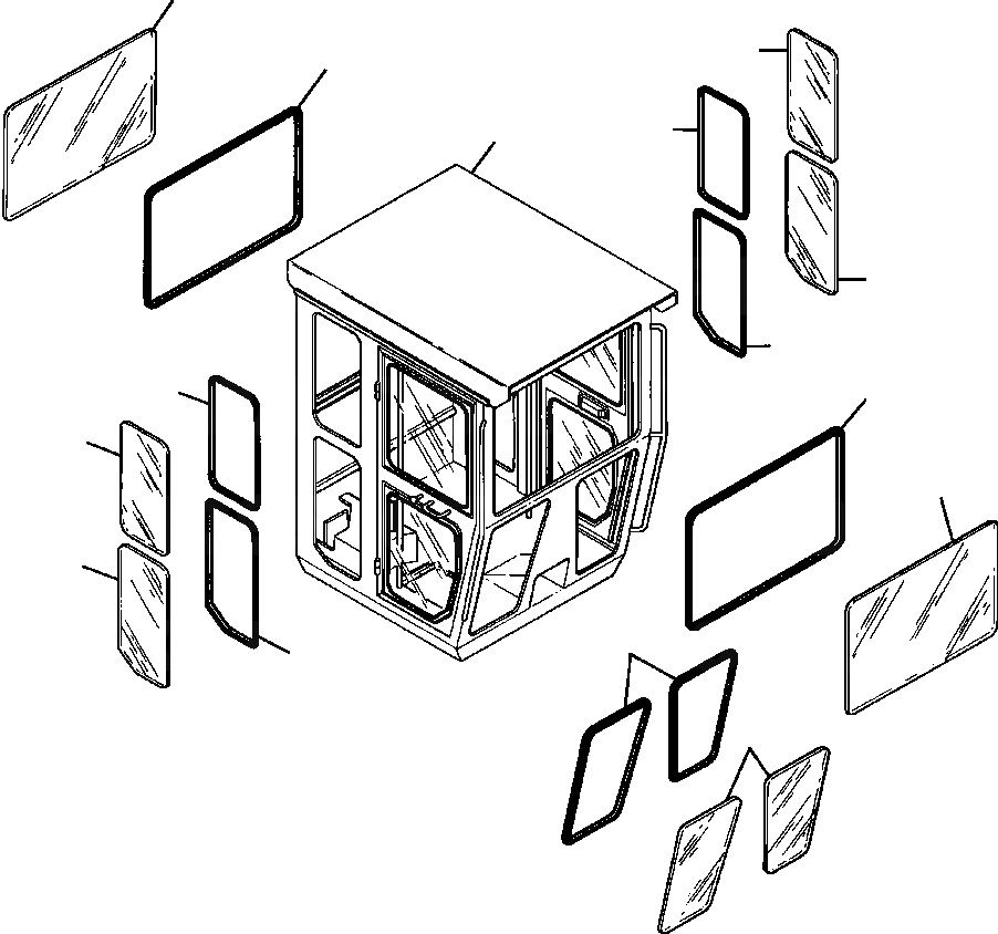Схема запчастей Komatsu GD530A-1 - КАБИНА СТЕКЛА SUPERSTRUCTURE