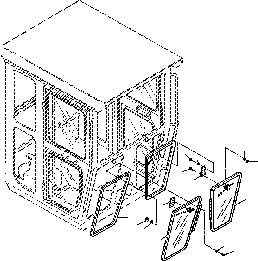 Схема запчастей Komatsu GD530A-1 - HINGED НИЖН. ПЕРЕДН. ОКНА УСТАНОВКА SUPERSTRUCTURE