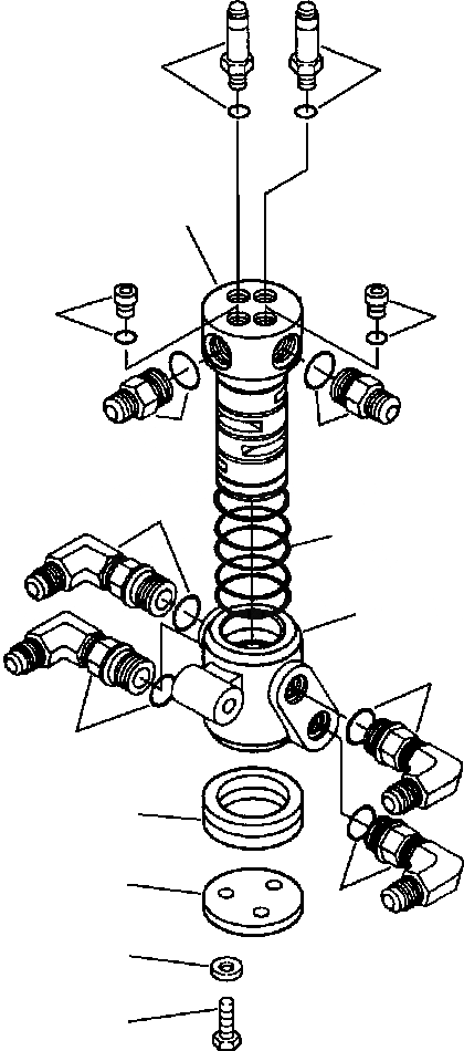 Схема запчастей Komatsu GD530A - FOUR-WAY SWIVEL БЛОК ВЕРХН. AND НИЖН. FEED ГИДРАВЛS