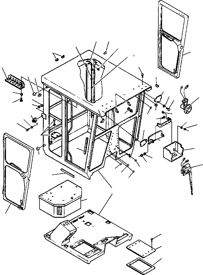 Схема запчастей Komatsu GD530A - КАБИНА ASSEMBLY - НИЗ. PROFILE заводской номер 887 И UP SUPERSTRUCTURE