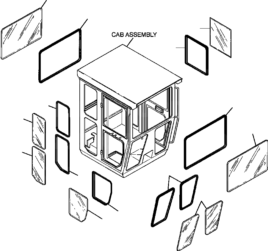 Схема запчастей Komatsu GD530A - КАБИНА СТЕКЛА ПОЛН. HEIGHT SUPERSTRUCTURE