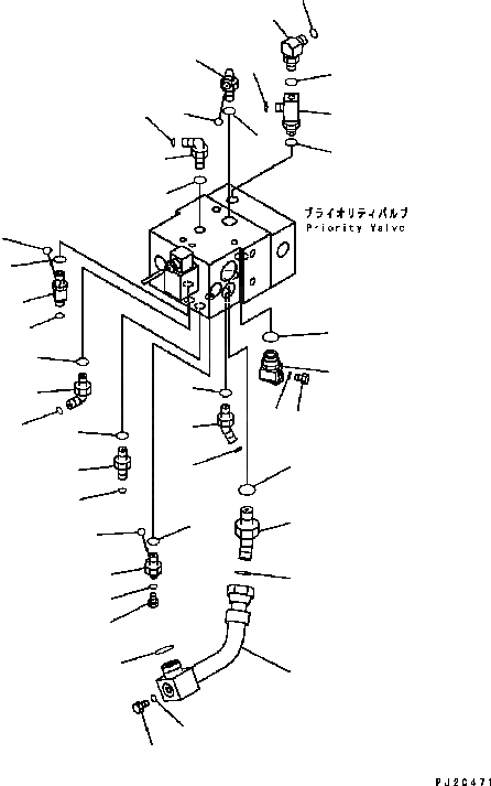 Схема запчастей Komatsu GD555-3C - ГИДРОЛИНИЯ (СОЕДИН-Е, ДЛЯ ПРИОРИТЕТН. КЛАПАН, /) ГИДРАВЛИКА