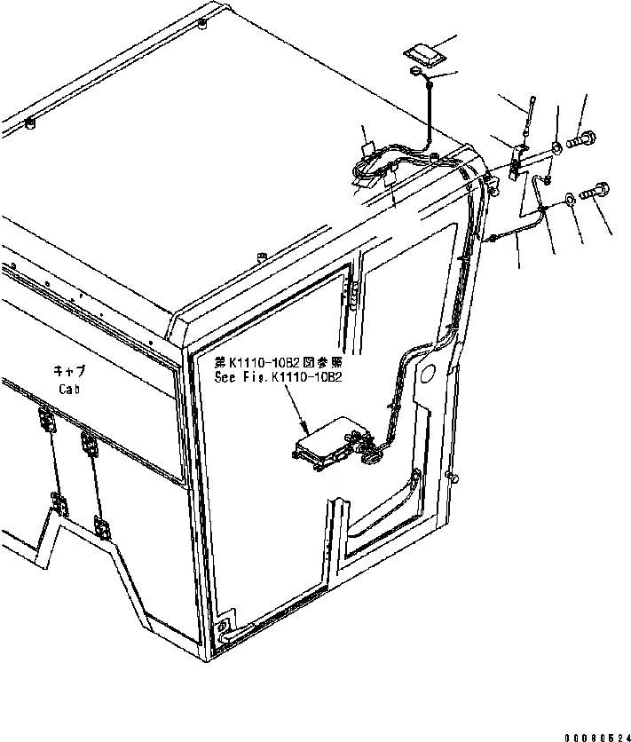 Схема запчастей Komatsu GD555-3C - КАБИНА (АНТЕННА) (KOMTRAX) (№B-) КАБИНА ОПЕРАТОРА И СИСТЕМА УПРАВЛЕНИЯ