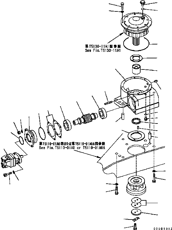 Схема запчастей Komatsu GD555-3C - CIRCLE ВРАЩ.LVING, / (С SLIP CLUTH) РАБОЧЕЕ ОБОРУДОВАНИЕ