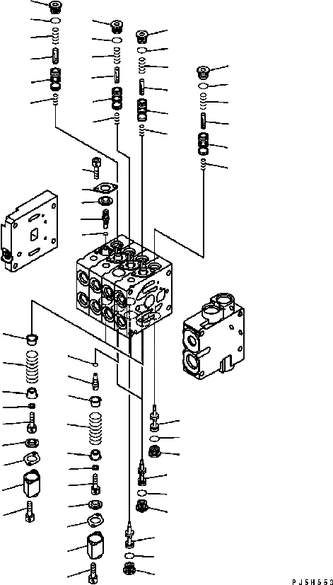 Схема запчастей Komatsu GD555-3C - УПРАВЛЯЮЩ. КЛАПАН (4-Х СЕКЦИОНН.) (/) (L. H.) ОСНОВН. КОМПОНЕНТЫ И РЕМКОМПЛЕКТЫ