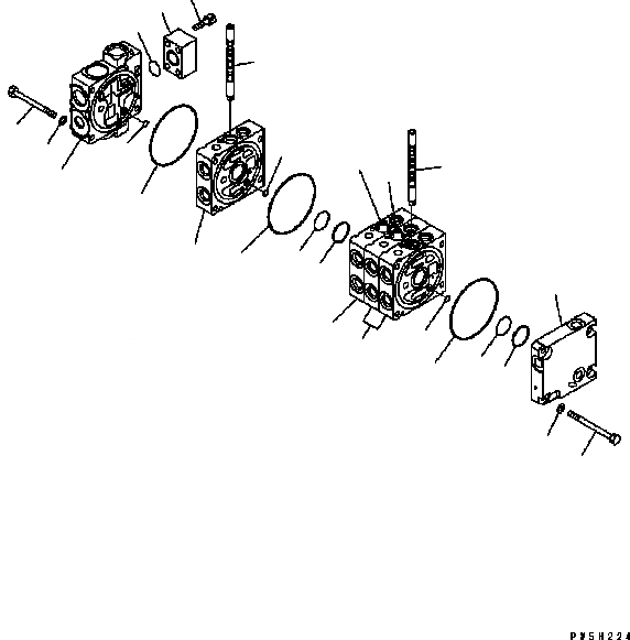 Схема запчастей Komatsu GD555-3C - УПРАВЛЯЮЩ. КЛАПАН (4-Х СЕКЦИОНН.) (/) (R. H.) ОСНОВН. КОМПОНЕНТЫ И РЕМКОМПЛЕКТЫ