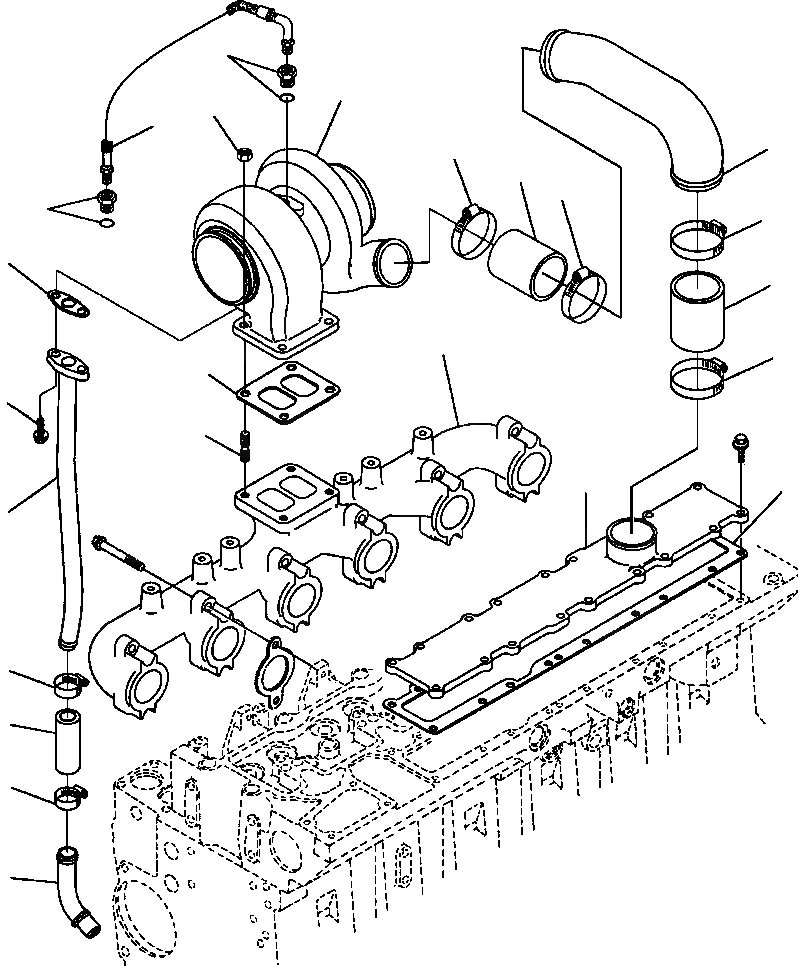 Схема запчастей Komatsu GD650A-2 - TURBO ТРУБЫ ГОЛОВКА ЦИЛИНДРОВ