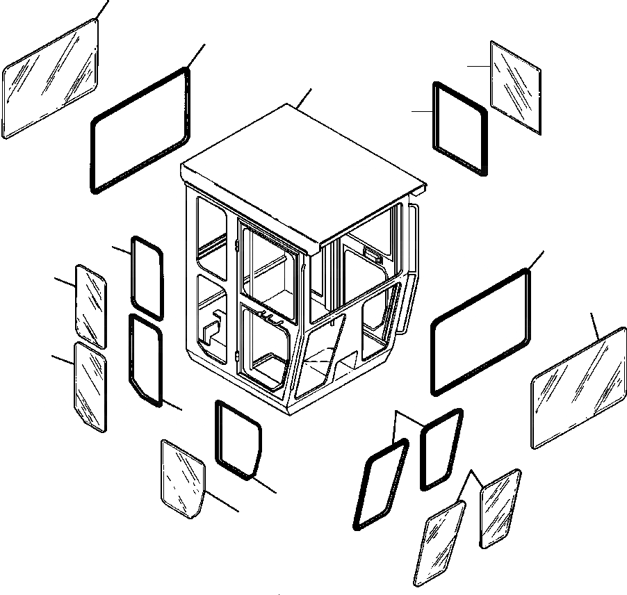 Схема запчастей Komatsu GD650A - КАБИНА СТЕКЛА ПОЛН. HEIGHT SUPERSTRUCTURE