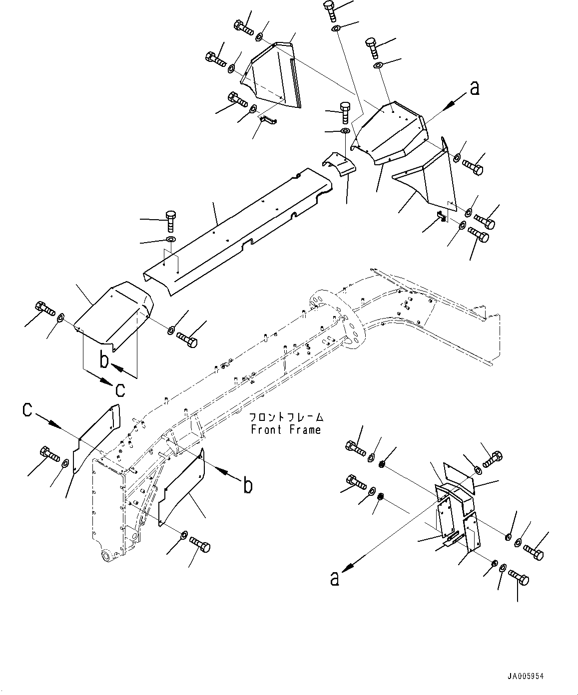 Схема запчастей Komatsu GD655-5 - ПЕРЕДН. РАМА COVER, ПЕРЕДН. COVER ПЕРЕДН. РАМА COVER