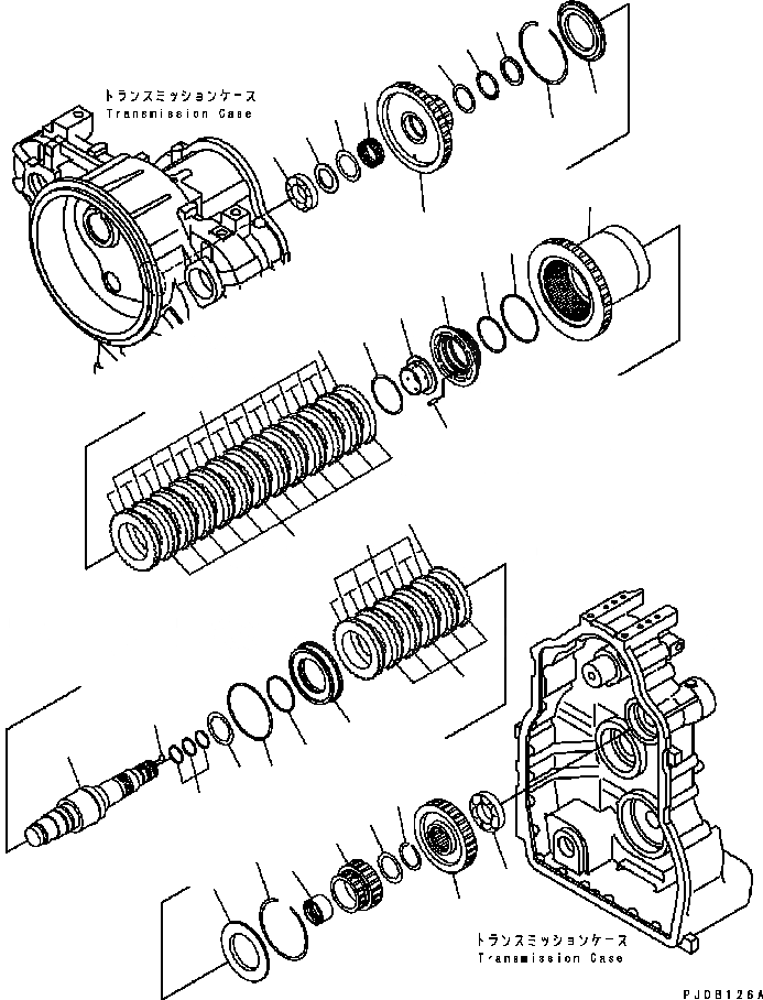 Схема запчастей Komatsu GD655-3C - ТРАНСМИССИЯ (ДЛЯEWARD ВЫС. И 1 МУФТА) ТРАНСМИССИЯ