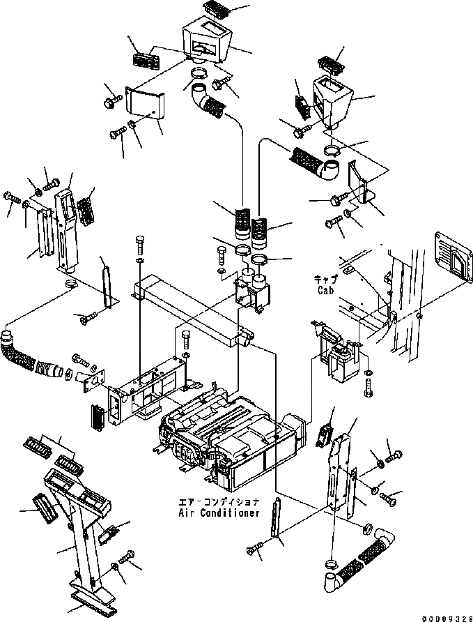 Схема запчастей Komatsu GD655-3C - КАБИНА (БЛОК КОНДИЦИОНЕРА И ВОЗДУХОВОДЫ) КАБИНА ОПЕРАТОРА И СИСТЕМА УПРАВЛЕНИЯ